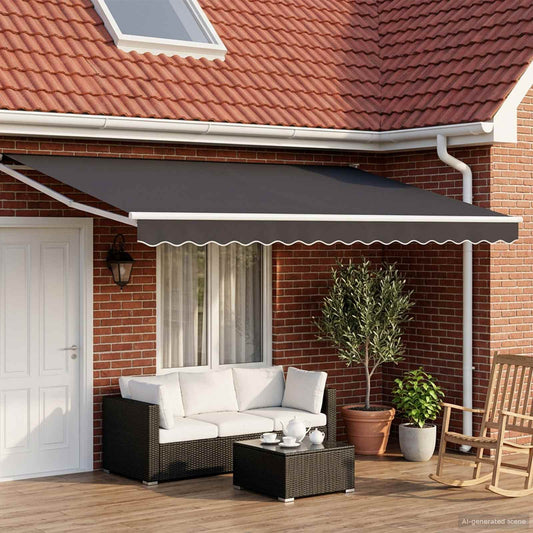 Electric Retractable Awning Anthracite and White 5 x 3 m