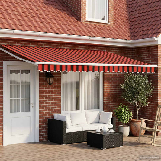 Electric Retractable Awning Orange, Brown and White 5 x 3 m