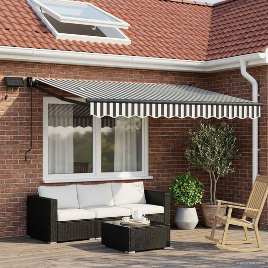 Electric Retractable Awning Anthracite and White 3.5 x 2 m