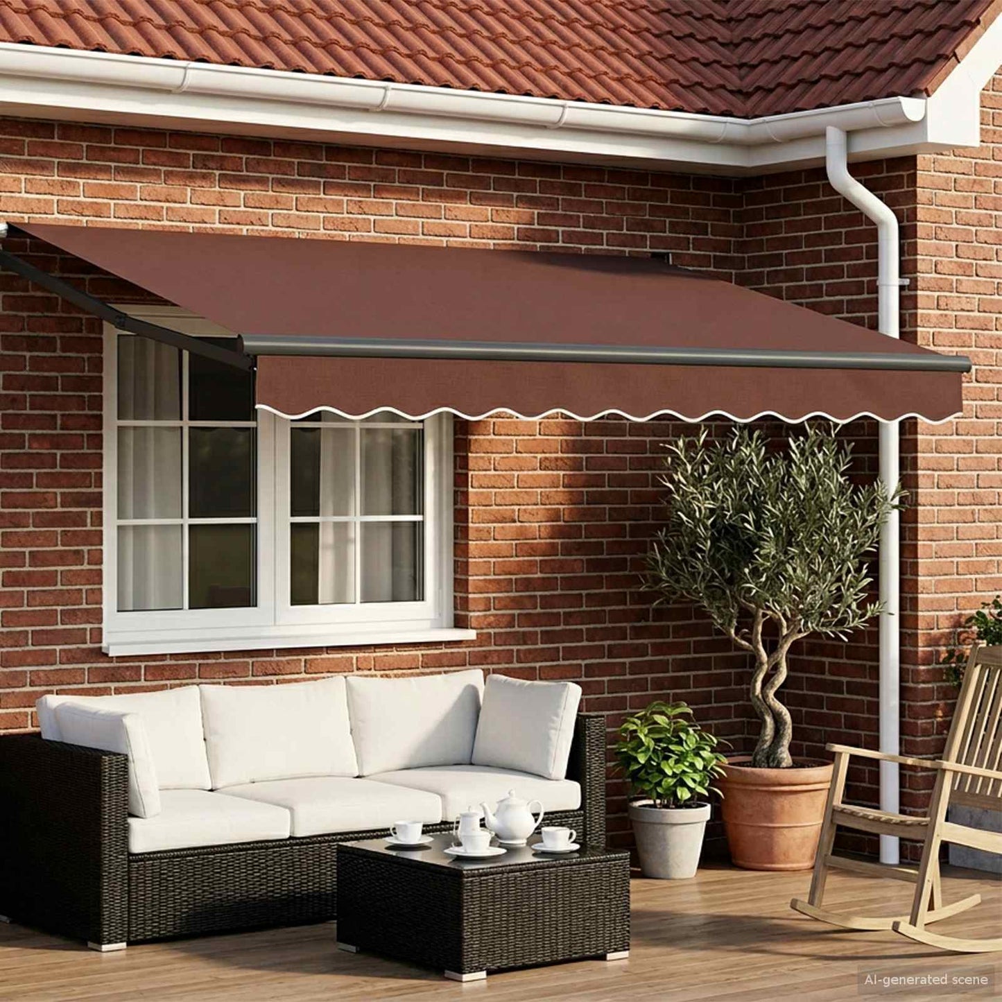 Electric Retractable Awning Brown and Anthracite 3 x 2.5 m