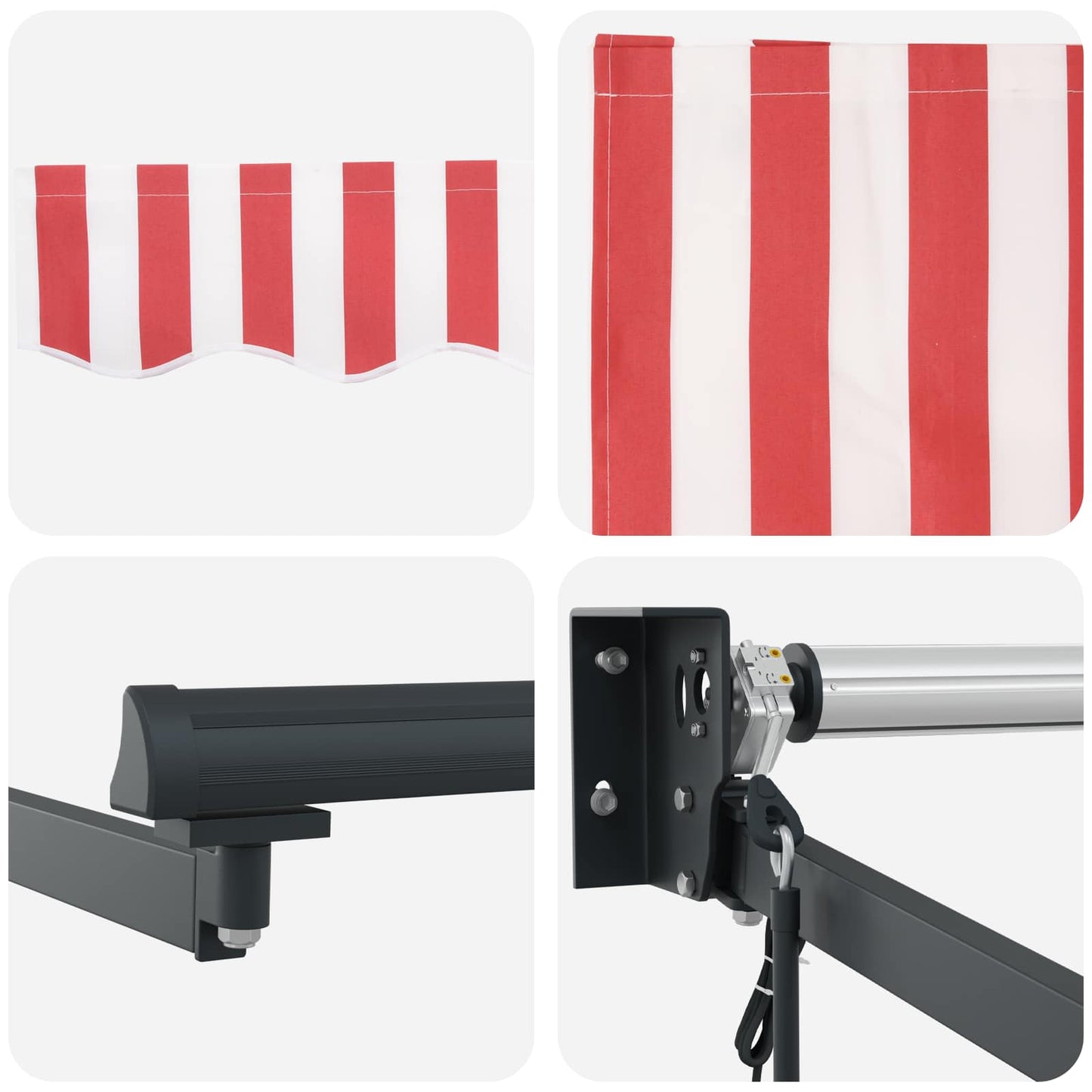 Electric Retractable Awning Red, White and Anthracite 3 x 2.5 m