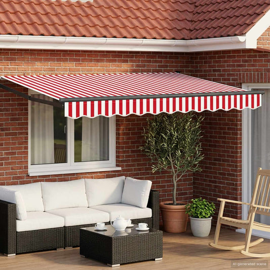 Electric Retractable Awning Red, White and Anthracite 3 x 2.5 m