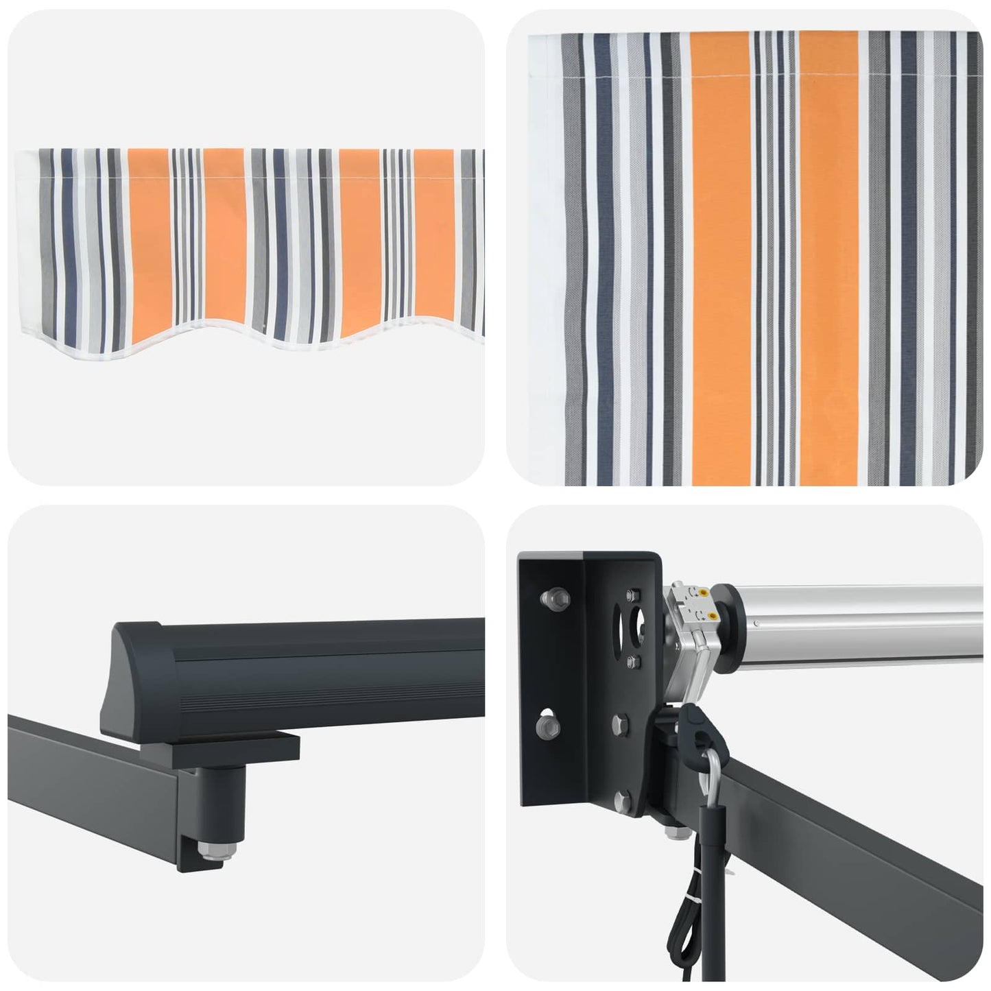 Electric Retractable Awning Blue, Orange and Anthracite 4 x 3 m