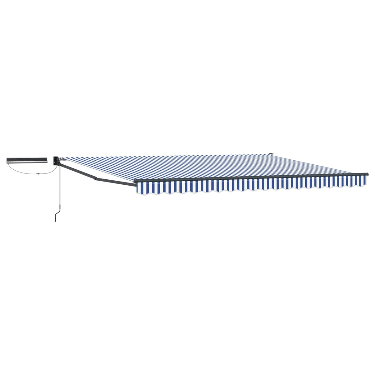 Solar Electric Awning 4.5 x 3 m Blue and White Stripe