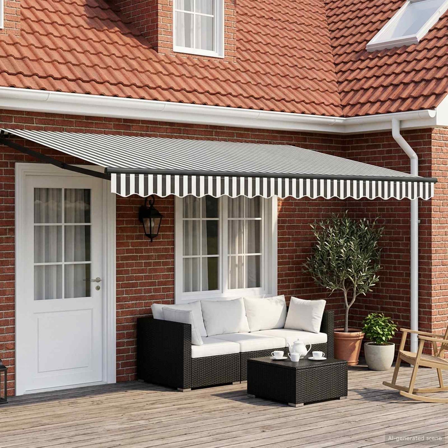 Electric Retractable Awning Anthracite and White 4.5 x 3 m