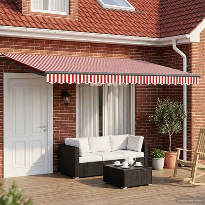 Electric Retractable Awning Red, White and Anthracite 4.5 x 3 m