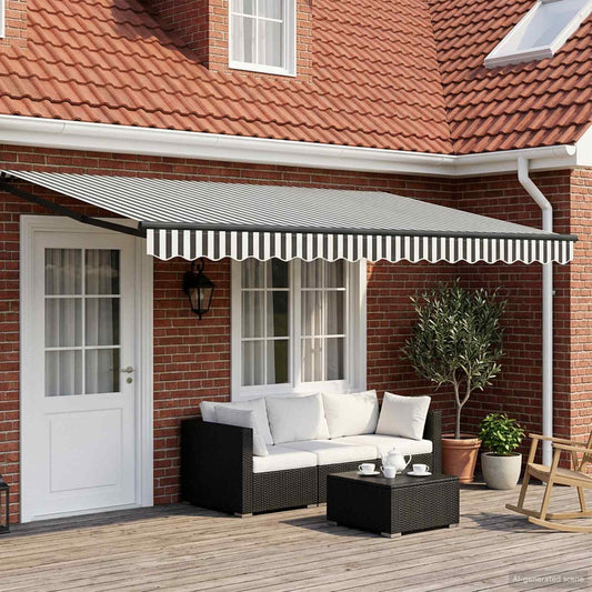 Electric Retractable Awning Anthracite and White 5 x 3 m