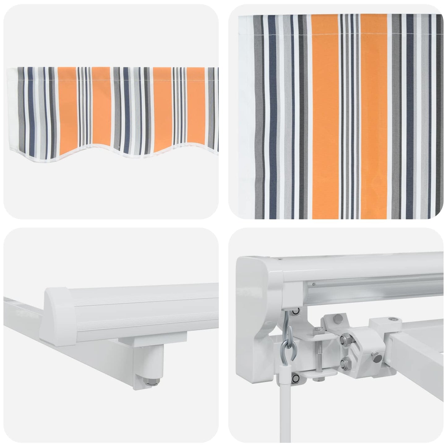 Manual Retractable Awning Orange, Grey, Blue and White