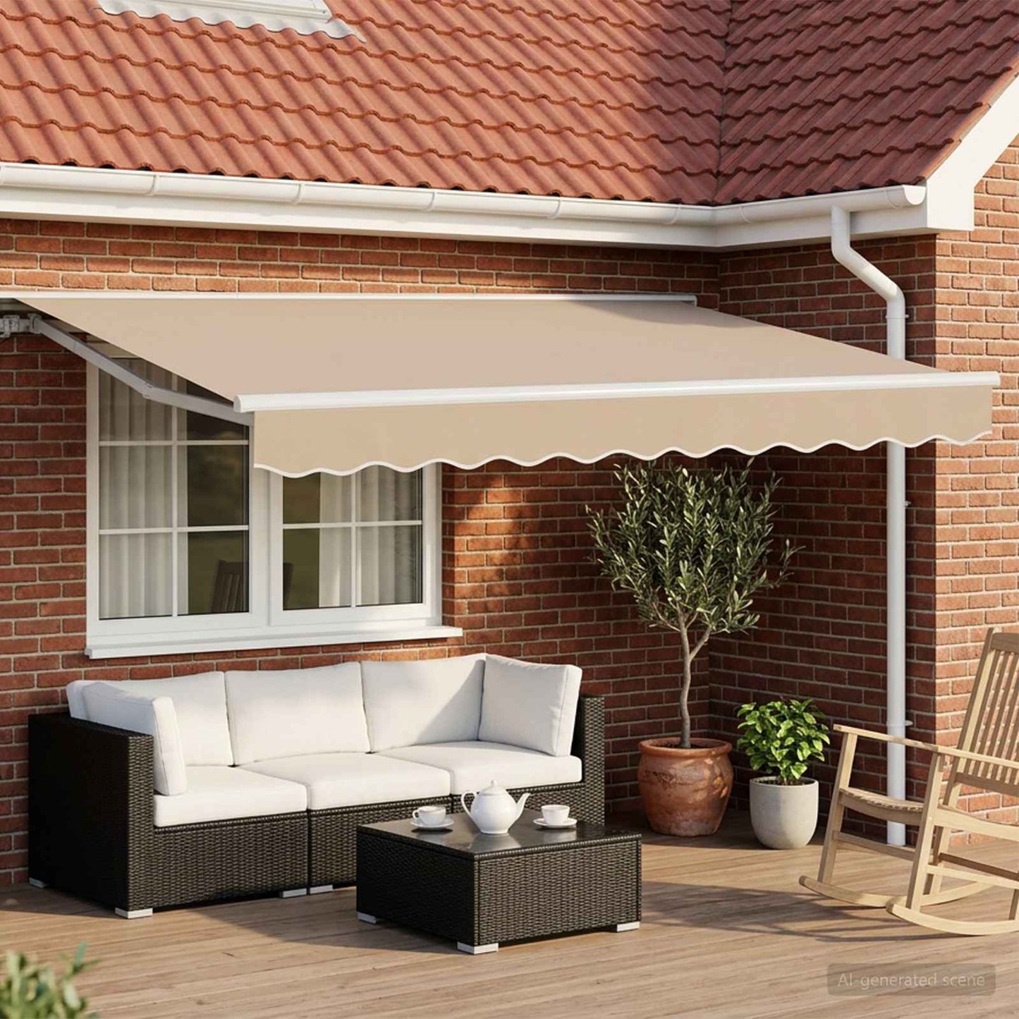 Manual Retractable Awning Beige 3.5 x 2.5 m