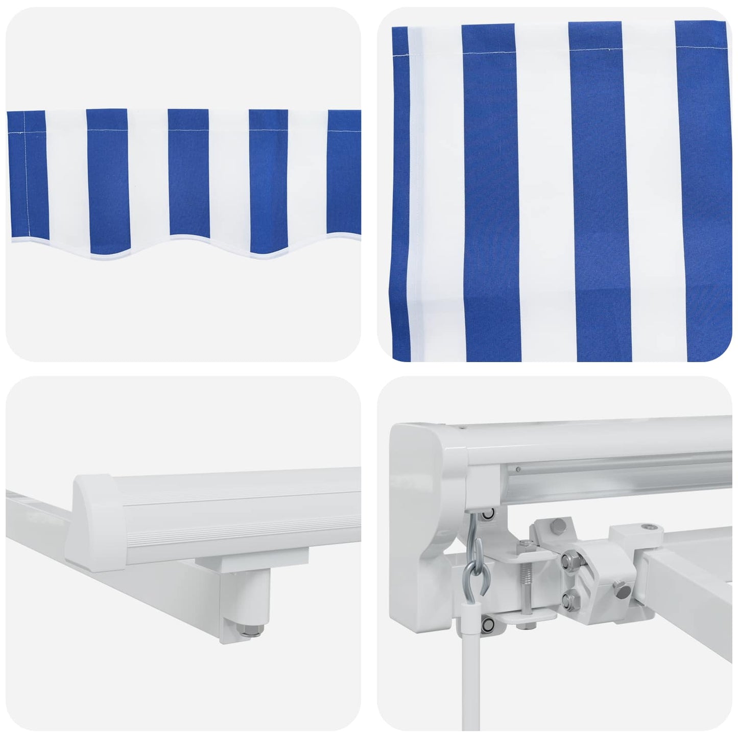 Manual Retractable Awning Blue and White 4 x 3 m