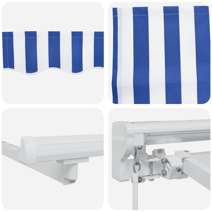 Manual Retractable Awning Blue and White 4 x 3 m