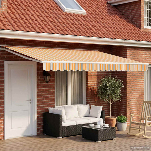 Manual Retractable Awning Orange, Grey, Blue and White 4 x 3 m