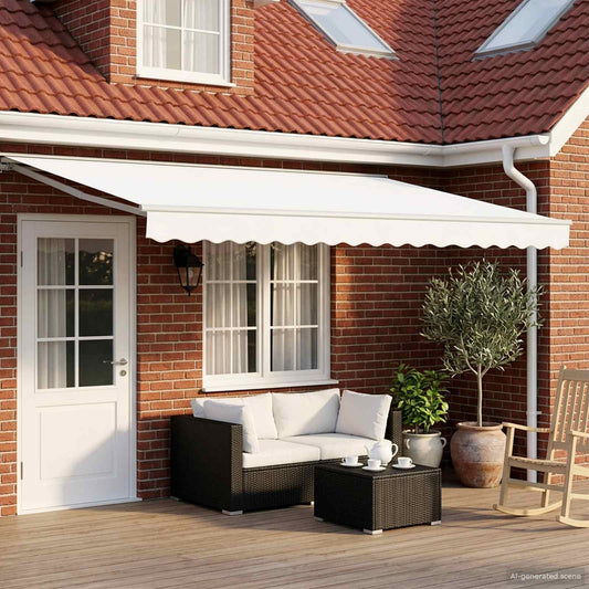 Manual Retractable Awning White 4 x 3 m