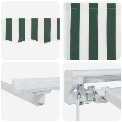 Manual Retractable Awning Green and White 4 x 3 m