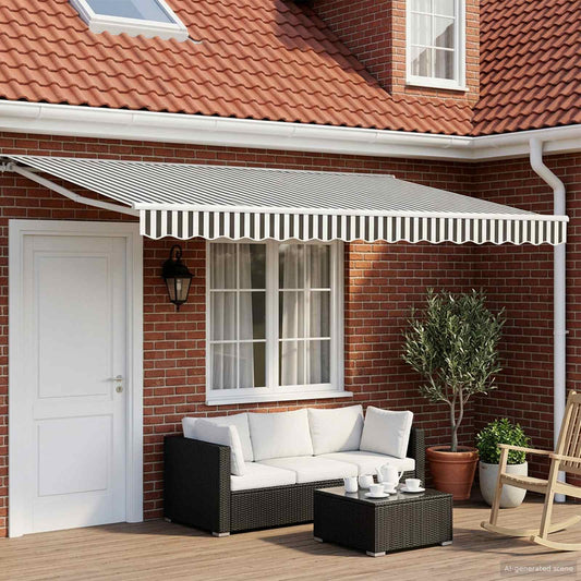 Manual Retractable Awning Anthracite and White 4 x 3.5 m