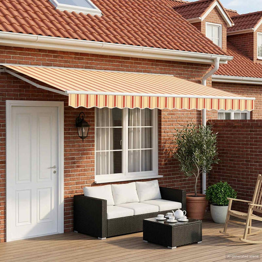 Manual Retractable Awning Yellow and Orange 4.5 x 3 m