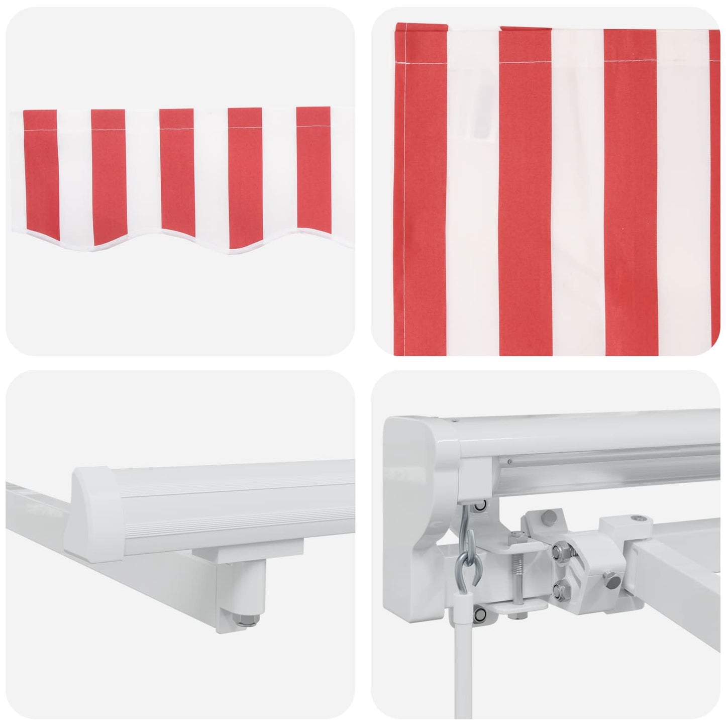 Manual Retractable Awning Red and White 4.5 x 3 m