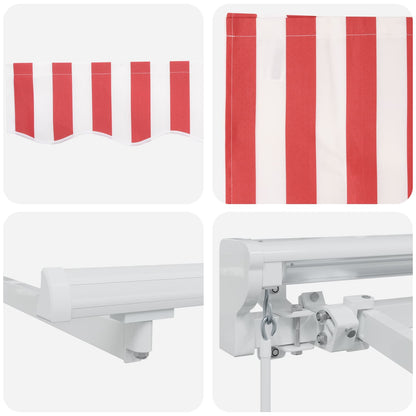 Manual Retractable Awning Red and White 4.5 x 3 m