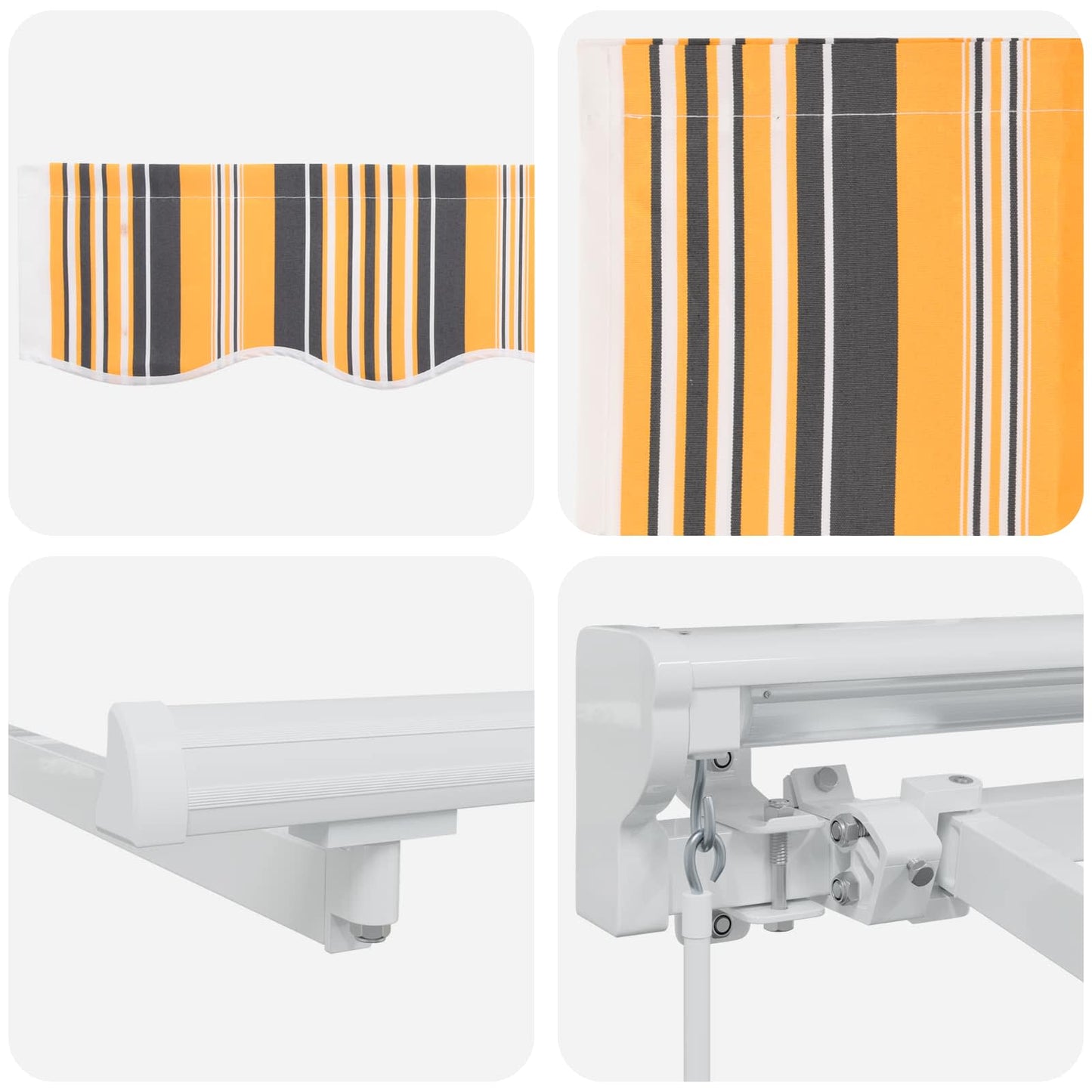 Manual Retractable Awning Yellow, Grey and White 4.5 x 3 m