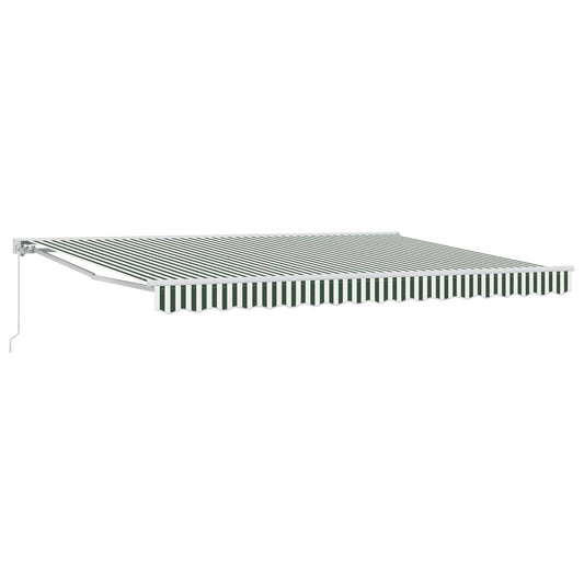 Manual Retractable Awning Green and White 4.5 x 3 m