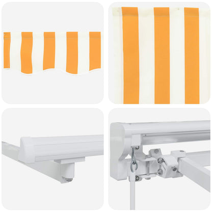 Manual Retractable Awning Yellow and White 4.5 x 3.5 m