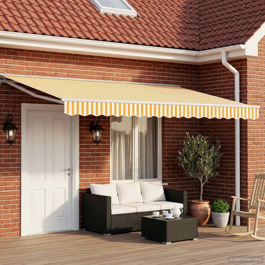 Manual Retractable Awning Yellow and White 4.5 x 3.5 m