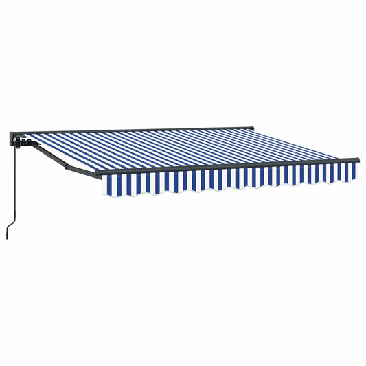 Manual Retractable Awning Blue and White 3.5 x 2 m
