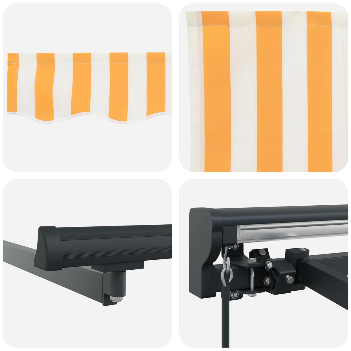 Manual Retractable Awning Yellow and White 3.5 x 2 m