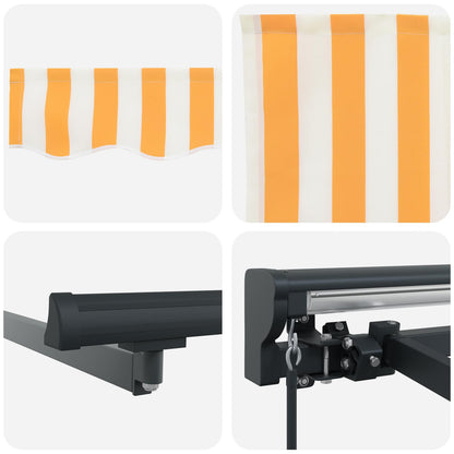 Manual Retractable Awning Yellow and White 3.5 x 2 m