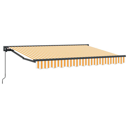 Manual Retractable Awning Yellow and White 3.5 x 2 m