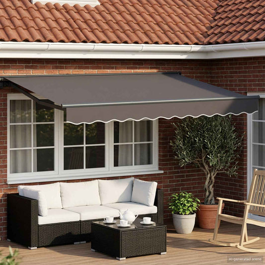 Manual Retractable Awning Anthracite 3.5 x 2 m