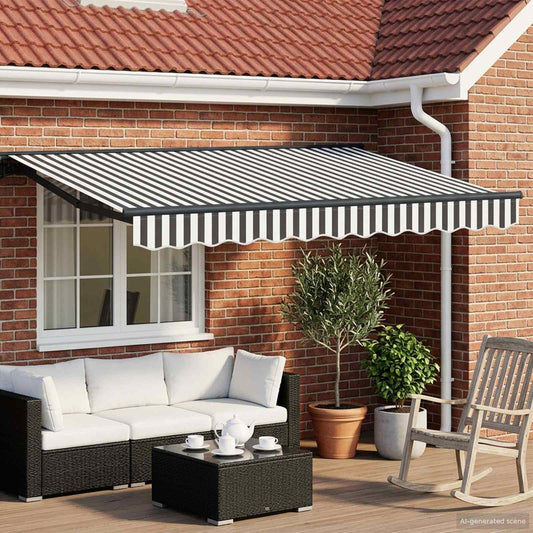 Manual Retractable Awning Anthracite and White 3.5 x 2 m