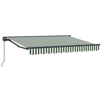 Manual Retractable Awning Green and White 3.5 x 2 m