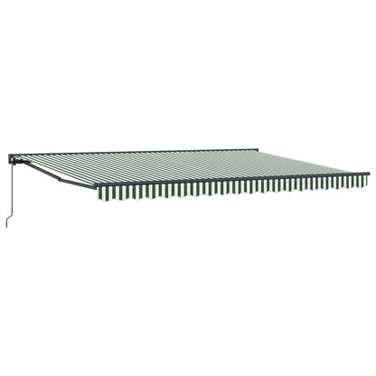 Manual Retractable Awning Green and White 4 x 3.5 m