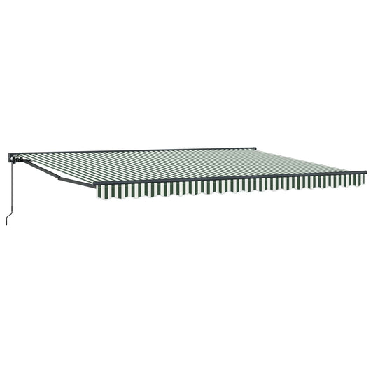 Manual Retractable Awning Green and White 4 x 3.5 m