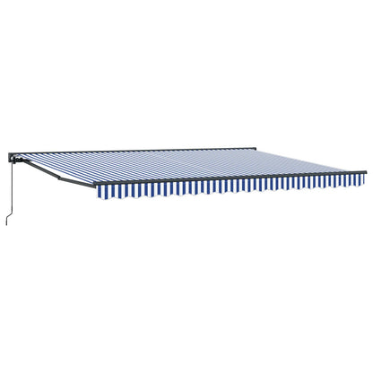 Manual Retractable Awning Blue and White 4.5 x 3.5 m
