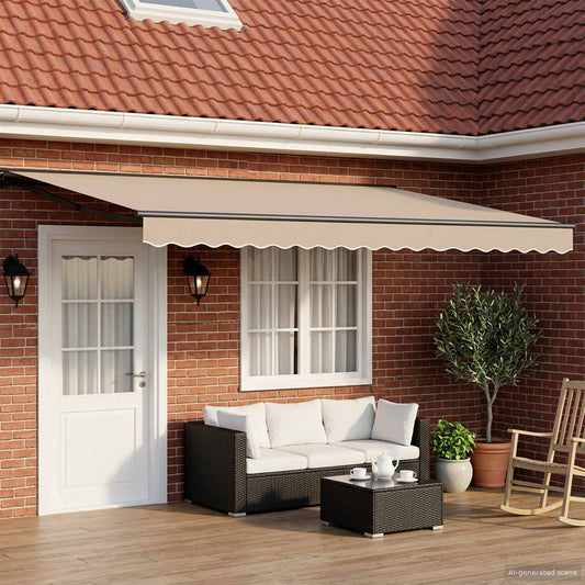 Manual Retractable Awning Beige 4.5 x 3.5 m