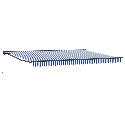 Manual Retractable Awning Blue and White 5 x 3.5 m