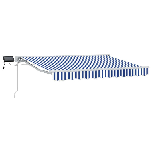 Manual Awning Frame with LEDs Blue and White 2.5 x 2 m