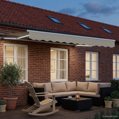 Manual Awning Frame with LEDs Cream and White 2.5 x 2 m