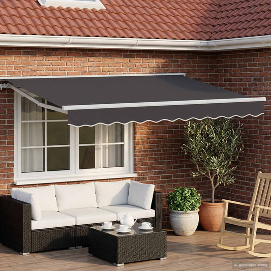 Manual Awning Frame with LEDs White and Anthracite 2.5 x 2 m