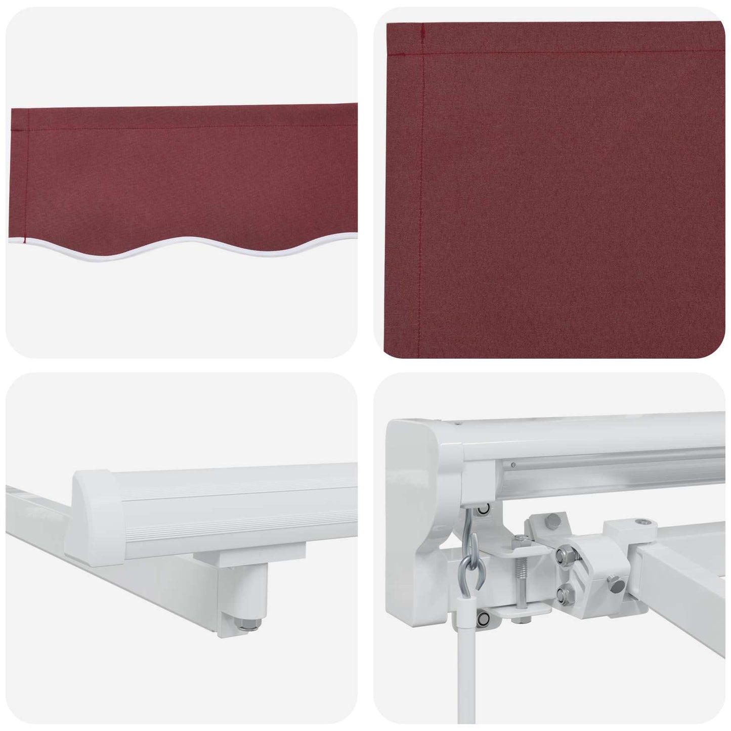 Manual Awning Frame with LEDs Burgundy and White 2.5 x 2 m
