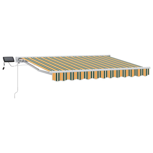Manual Awning Frame with LEDs Green, Yellow and White 2.5 x 2 m
