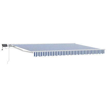 Manual Awning Frame with LEDs Blue and White 4 x 2 m