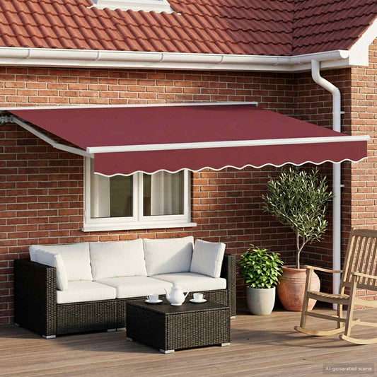 Manual Awning Frame with LEDs Burgundy and White 3 x 2.5 m