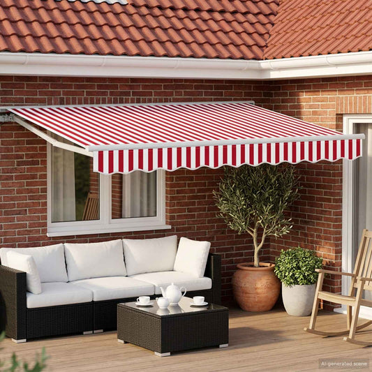 Manual Awning Frame with LEDs Red and White 3 x 2.5 m