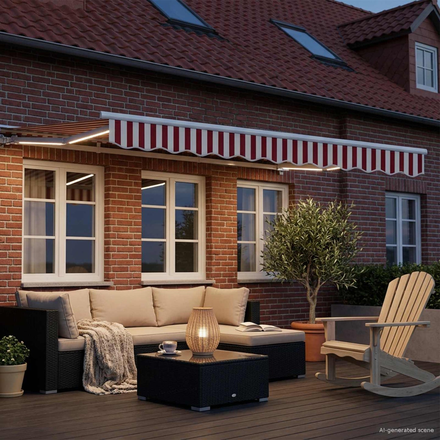 Red and White 3 x 2.5 m Polyester with PU coating