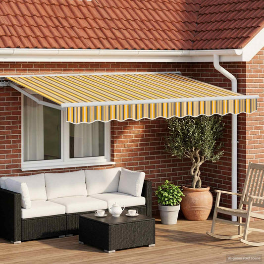 Manual Awning Frame with LEDs Yellow, Grey and White 3 x 2.5 m