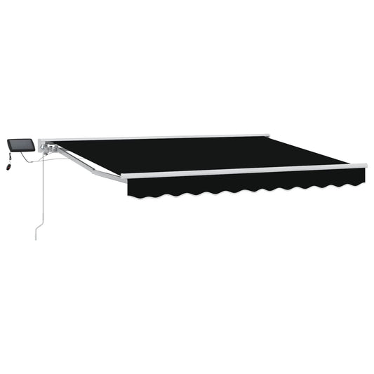 Manual Awning Frame with LEDs Black and White 3 x 2.5 m