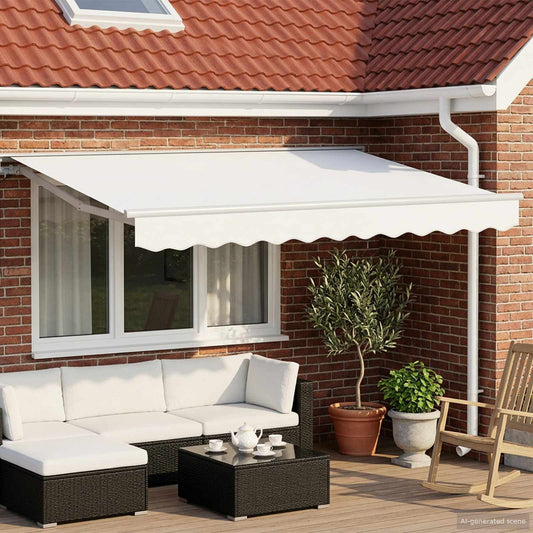 Manual Awning Frame with LEDs White 3 x 2.5 m